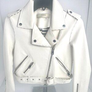NWOT ZARA Faux PEARL LEATHER MOTO JACKET